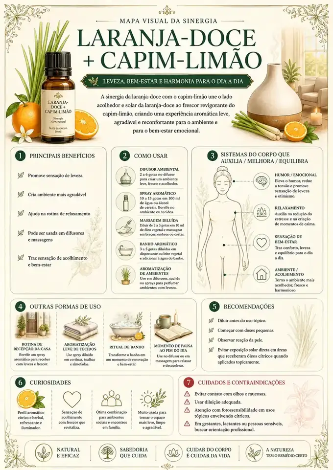 Mapa Visual da Sinergia Laranja-doce + Capim-limão