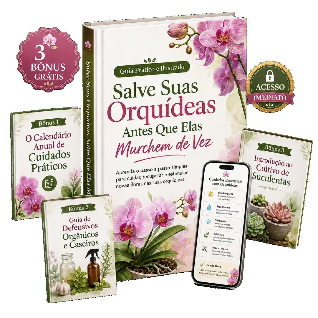 Mockup do Guia Prático e Ilustrado Salve Suas Orquídeas